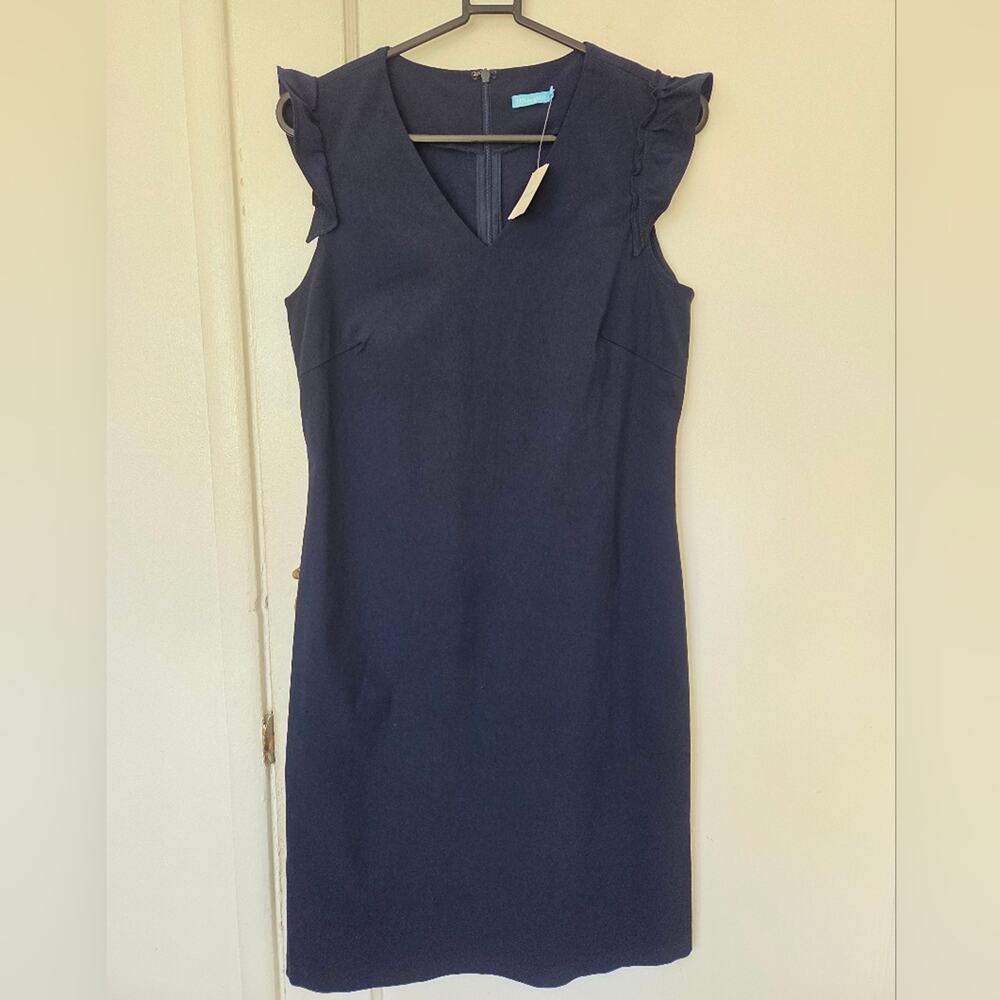 J. McLaughlin Navy Blue Joselyn Sheath midi Dress 2 Small